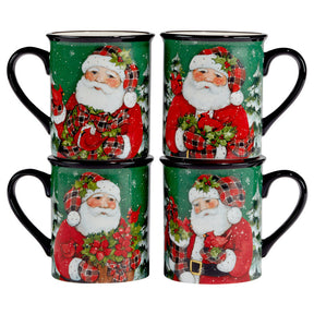 Conjunto de Louças Christmas Lodge Santa com 16 Peças - Serviço para 04 Pessoas