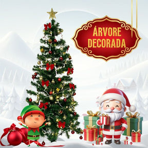 Árvore De Natal 1,50m Decorada + Enfeites Luxo E Pisca Pisca